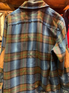 Vintage Ralph Lauren 50s Style Plaid Wool Jacket W Suede Elbow Patches. Medium