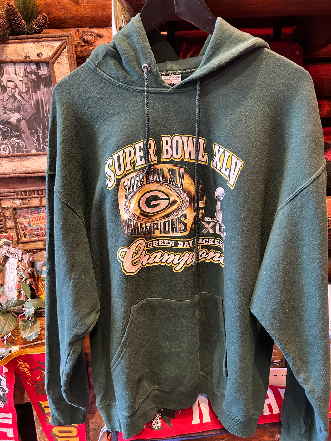 Vintage Green Bay Packers Superbowl Hoodie, XL