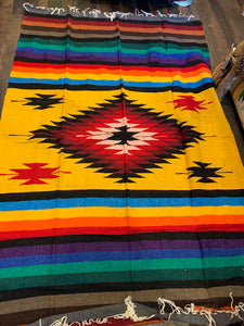 Fancy Mexican Blanket 6, Yellow / Red