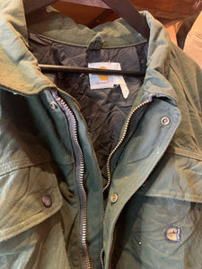 Vintage Carhartt Dark Green Quilt Lined Duckcloth Jacket, L-XL. FREE POSTAGE