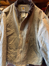 Load image into Gallery viewer, Vintage Carhartt Grey Chore Sherpa Lined Cord Collar Jacket, XL. FREE POSTAGE
