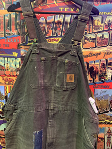 Vintage Patched Brown Double Knee Overalls, Wasit 45. FREE POSTAGE