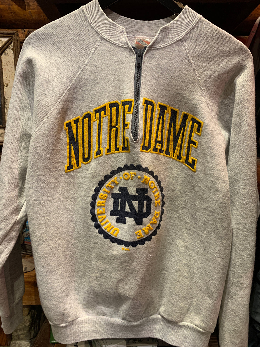 Vintage Notre Dame Zip Sweater, Small