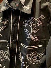 Load image into Gallery viewer, Red Star Rodeo. New Black &amp; White Embroidered Western Shirt. Imported. Exclusive
