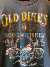 Load image into Gallery viewer, Vintage Harley Rare Print Old Bikes &amp; Good Whiskey Eagle Back Print Las Vegas, XL
