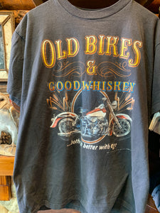 Vintage Harley Rare Print Old Bikes & Good Whiskey Eagle Back Print Las Vegas, XL