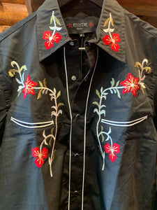 Red Star Rodeo Western Shirt, Red Flower