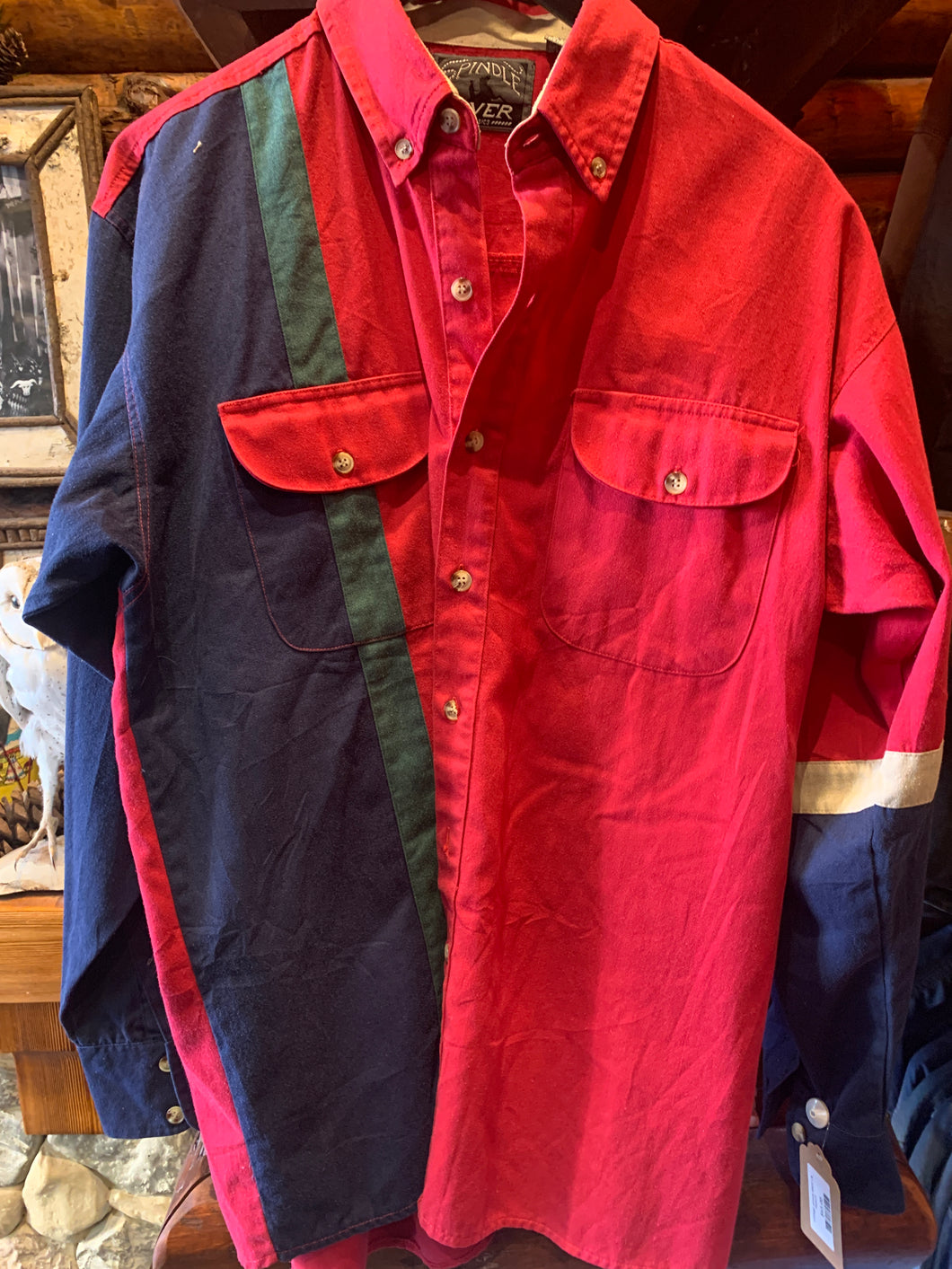 Vintage Spindle River Red Green Blue Rancher Shirt, Large