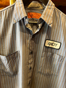 Vintage Andy Striped Mechanic Shirt, XL