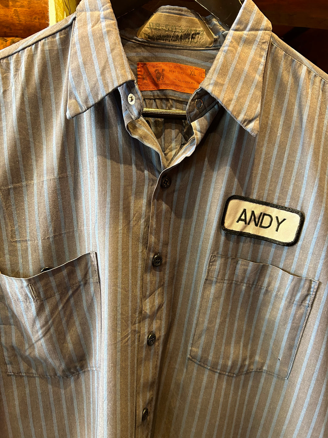 Vintage Andy Striped Mechanic Shirt, XL
