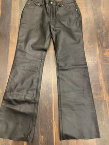Vintage Harley Davidson Leather Biker Boot Leg Pants, Waist 30