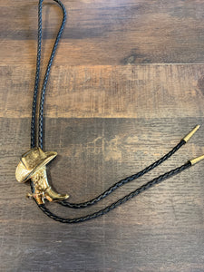 Bt-972-G Gold Boot & Hat Bolo Tie