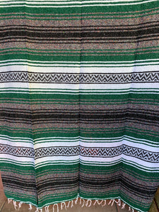 Extra Large. Authentic Mexican Falza Blanket. Imported from Mexico. Dark Green