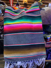 Load image into Gallery viewer, Mexican Serape Blanket 16. Dark Charcoal Grey
