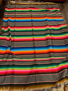 Mexican Serape Blanket 16. Dark Charcoal Grey
