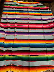 Mexican Serape Blanket 17. Light Baby Blue