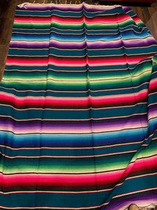 Mexican Serape Blanket 5. Dark Green