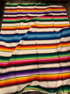 Mexican Serape Blanket 18. White