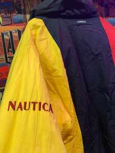 Vintage Nautica Jacket 40. Reversible Spliced Colour to Dark Green Puffa. Rare. XXL. FREE POST