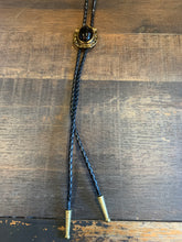 Load image into Gallery viewer, BT-1602 Black &amp; Gold Onyx Horseshoe Bolo
