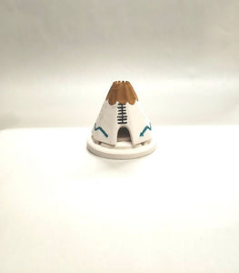Incense of the West. LIMITED EDITION White Buckskin Teepee with Turquoise, comes in gift box with 20 cones of piñon. Handcrafted in Albuquerque, New Mexico