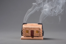 Load image into Gallery viewer, Incense of the West. Log Cabin comes in a gift box with 20 cones of piñon. Handcrafted in Albuquerque, New Mexico
