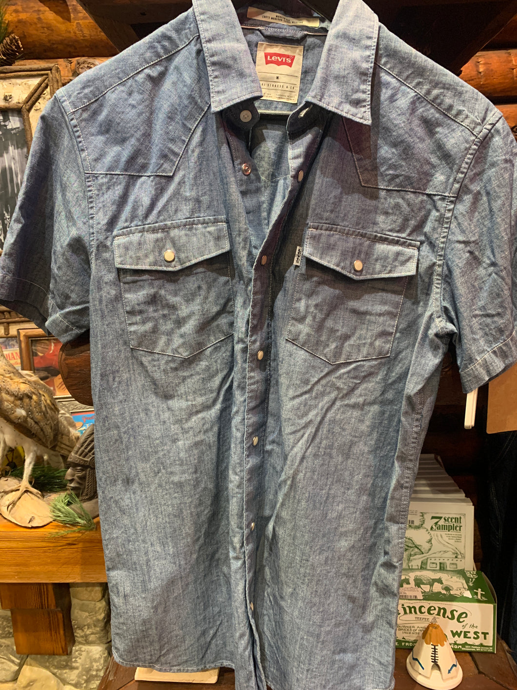 Vintage Slim Fit S/S Chambray Shirt, S-M