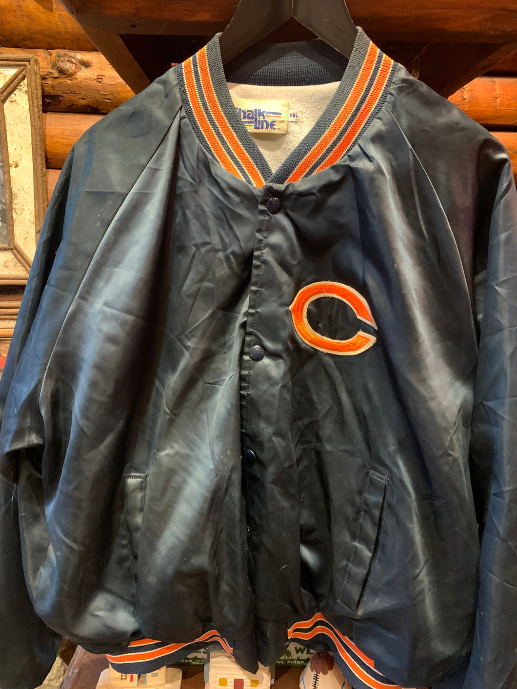 Vintage 80s Chicago Bears Chalkline Satin Jacket, Medium