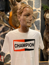 Load image into Gallery viewer, Champion Sparkplug Tshirt. White. USA Gilden Cut

