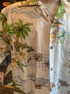 19. Authentic Hawaiian Shirt. Map White. Imported from Honolulu