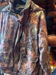 Vintage Real Tree Camo Tracker Hooded Fleece Lined Hunting Jacket, Large. FREE POST